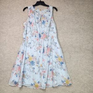 Merona Women's Blue Cottage Style Floral Dress Size XL